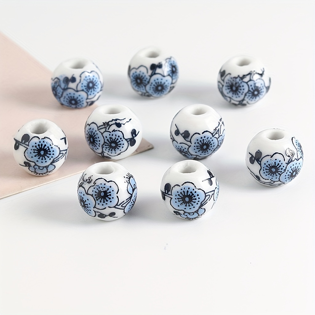 24pcs Big Plum Blossom Ceramic Beads for Handmade Jewelry