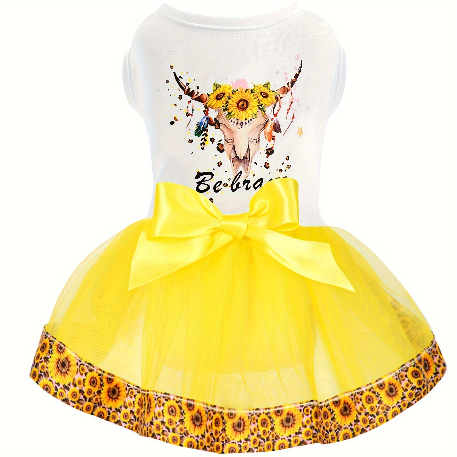 

Dog Dresses For Small Dogs Girl Spring Summer Dog Clothes Cute Dog Tutu Skirt Pink Purple Puppy Dresses Pet Cat Apparel Tiny Dog Outfit (yellow)