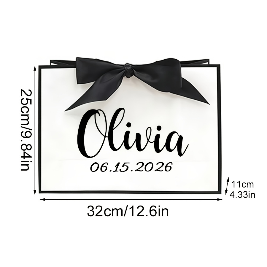 TEMU Gift For Her/him 1pc Custom Gift Bag, Personalized With Name, Date And Age. Name Gift Bag, Ribbon-knotted Gift Bag, Thank-you Gift Bag,