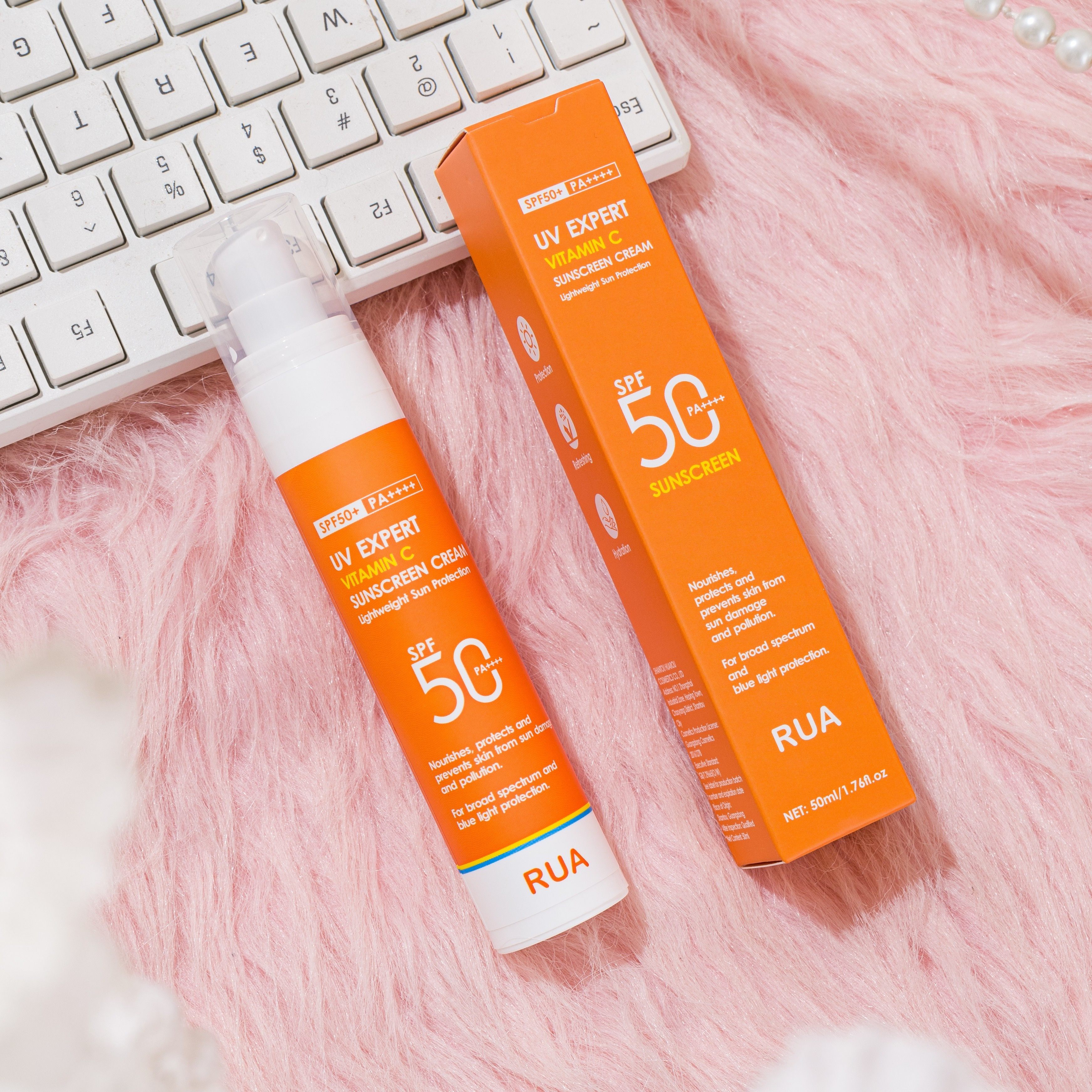 vitamin c sunscreen cream spf 50 alcohol free moisturizing sun protection for all skin types non greasy sweat water resistant ideal for outdoor activities with glycerin 50ml details 1