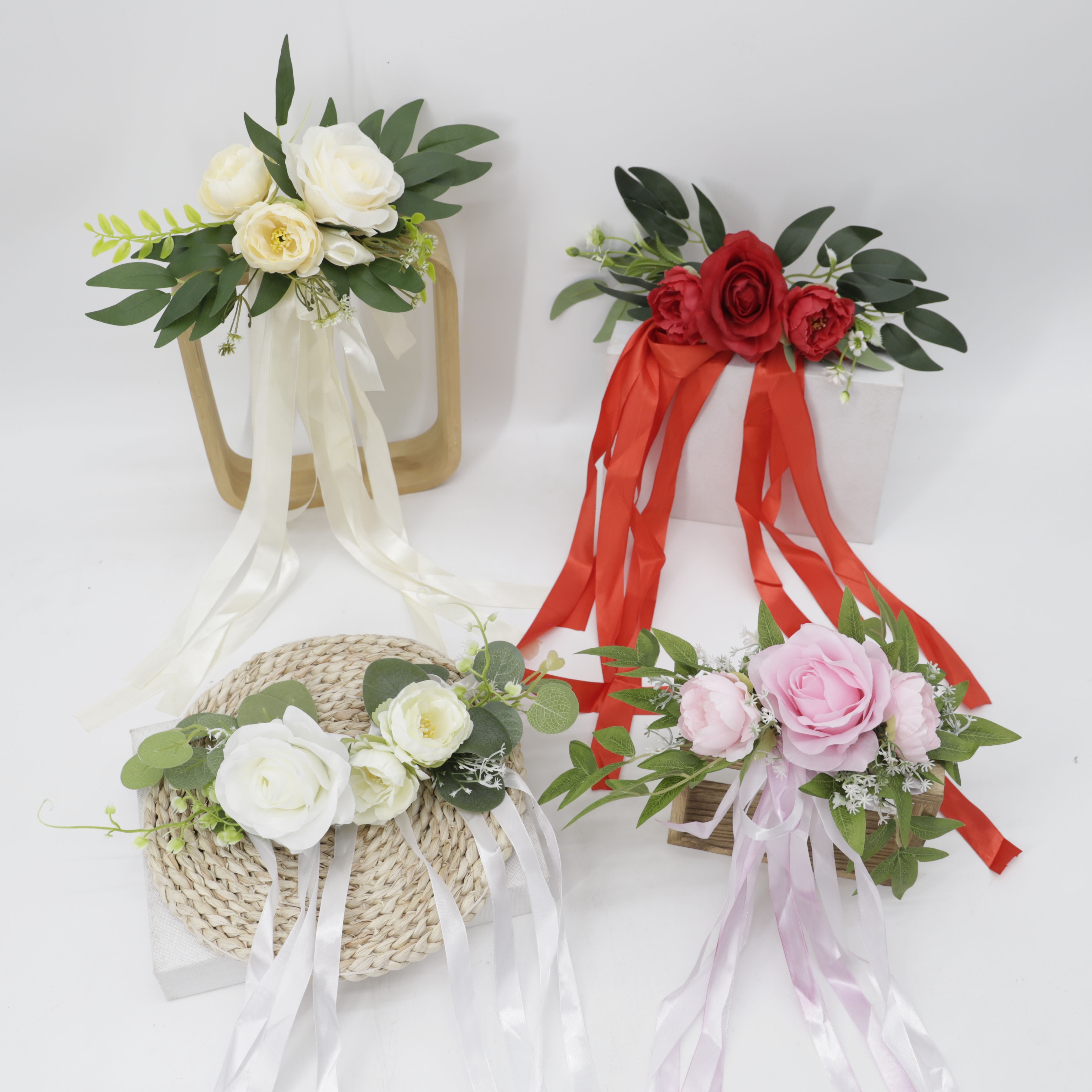 

Festive Wedding Chair Decoration: Rustic Aisle Artificial Flowers With Tulle Ribbons - Perfect For Wedding Ceremonies, Receptions, And Home Gatherings