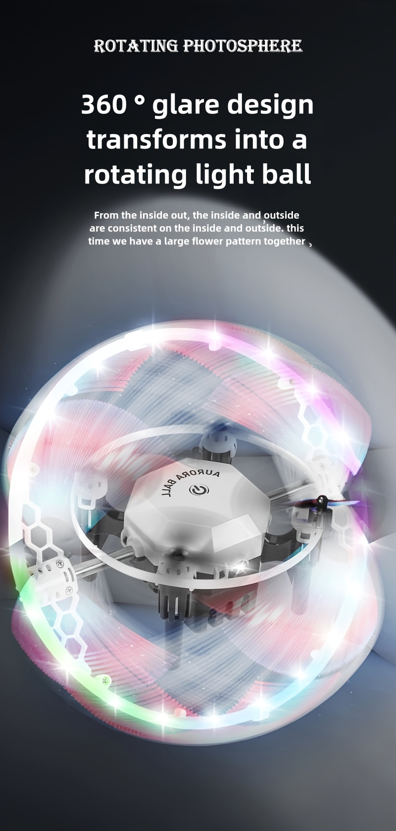 2.4G RC Mini Drone, Includes 2 Batteries, 360° Aurora Sphere Stunt Flips, Dazzling LED Lights, Auto-hover Altitude Hold, Headless Mode, One-key Takeoff/landing. Perfect Beginner-friendly Toy Or Gift.