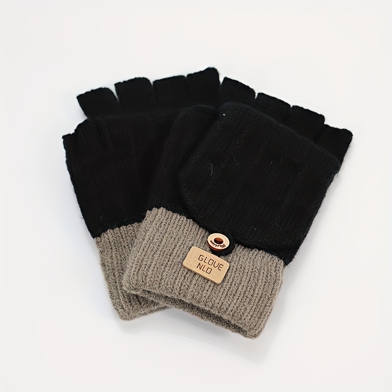 Image of Half-finger Korean-style Gloves For Women, Cute And Fleece-lined, Designed For And Protection During Autumn And Winter