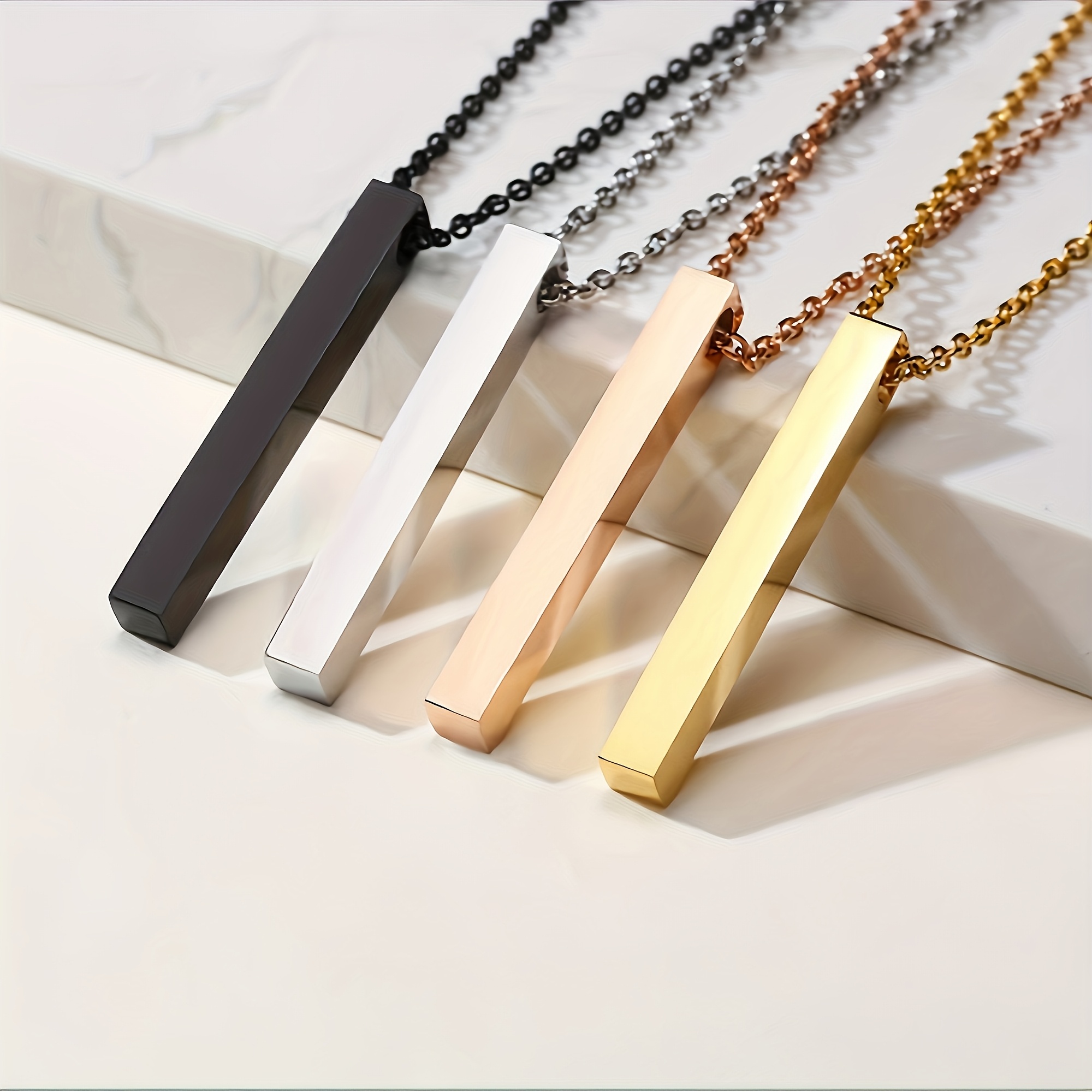 personalized engraved name necklace - 3d square pendant in silvery, golden, rose golden, black stainless steel, minimalist fashion accessory for women   wear and gifting, personalized necklace, personalized, fashion accessories details 0