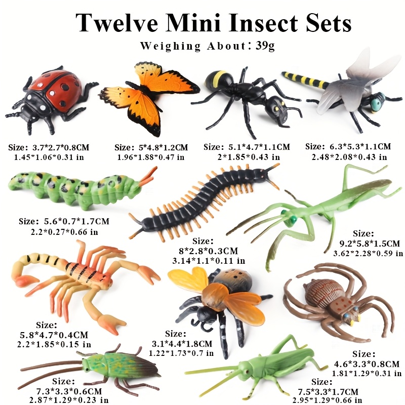 Image of Insect Animals Model 12pcs Set Cicada Lizard For Caterpillar Action Figures Miniature Kid Education Halloween Toy Halloween Gift