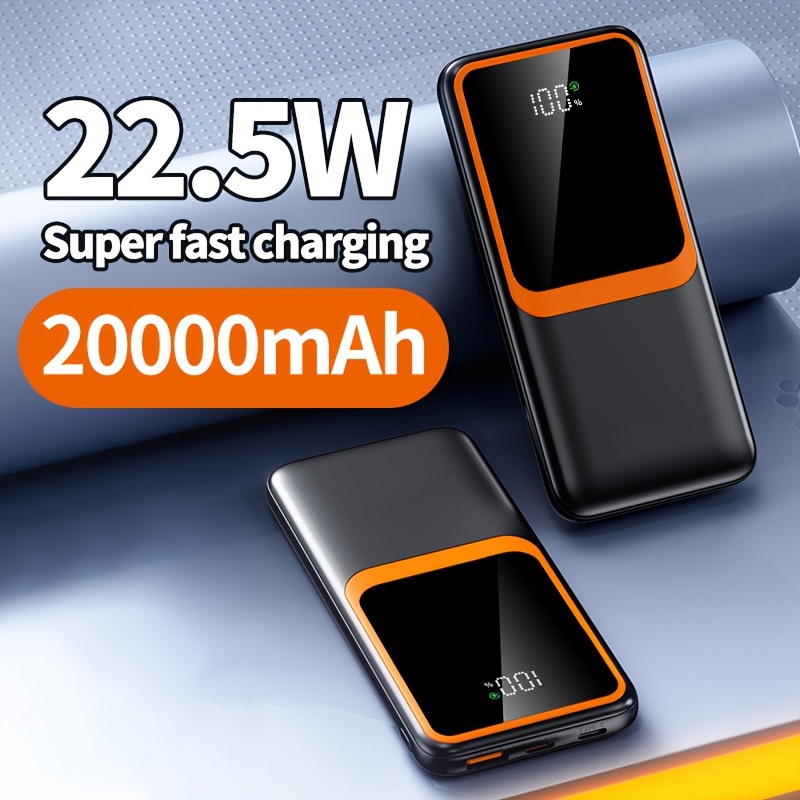 

1pc 20000mah , 22.5w Pd & Qc Charging, Led Display, Usb -c /, & , Rechargeable Battery, Universal , ≤36v Operating