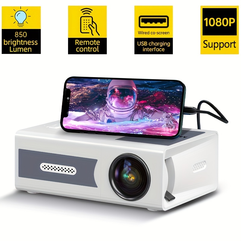 Mini proyector LED andowl® video proyector, cine en casa, portatil,  USB/HDMI/SD/AV disfruta de tus series, dibujos y juegos