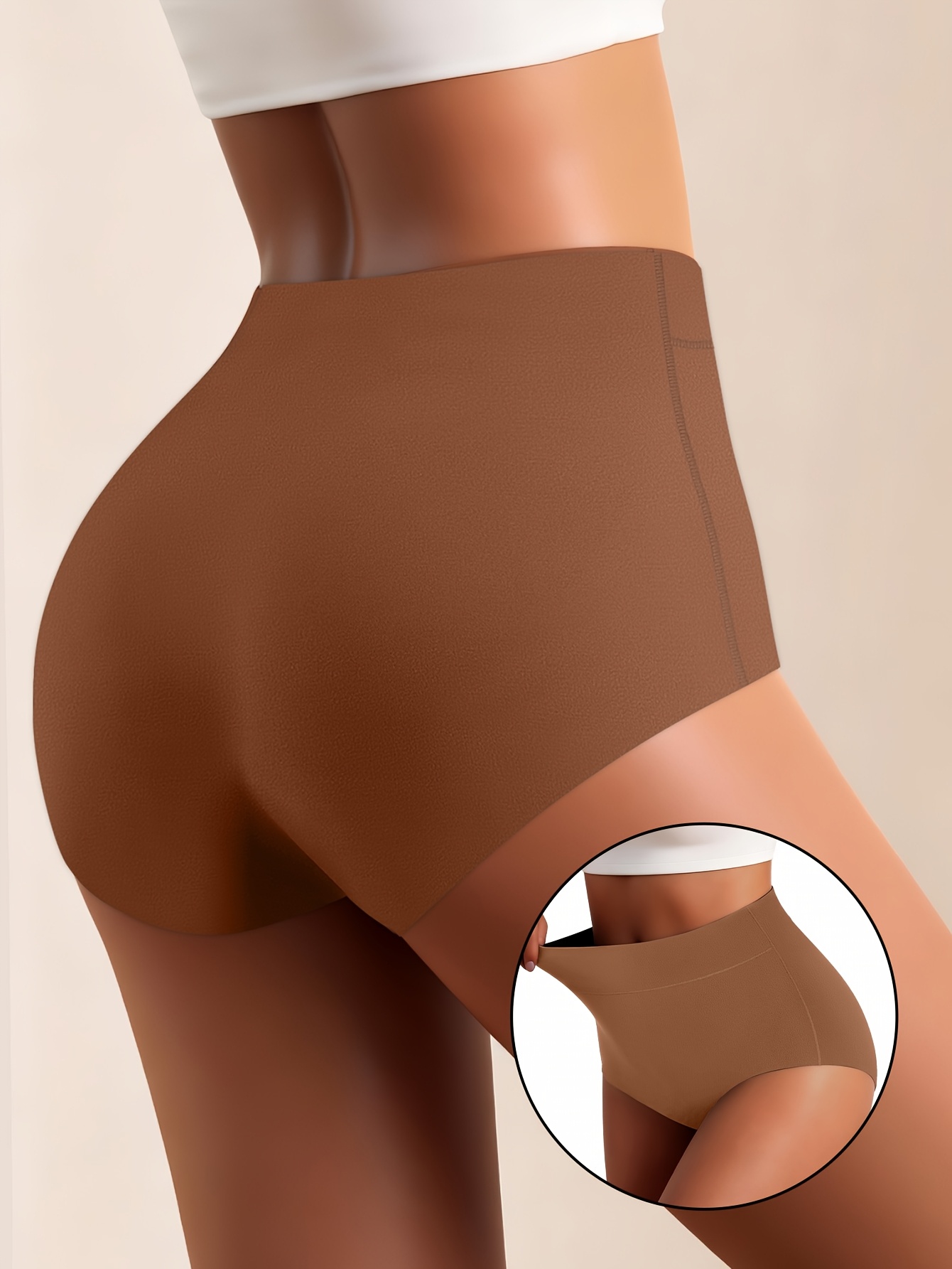 4 Random Women'S High-Waisted Underwear, Seamless One-Piece Tummy Tucking And Hip Lifting Comfortable Breathable Nude Triangle Briefs, Minimalist Style, Myriad Color Scheme, Elastic Material Suitable for Daily Leisure Sports Fitness Yoga Wear