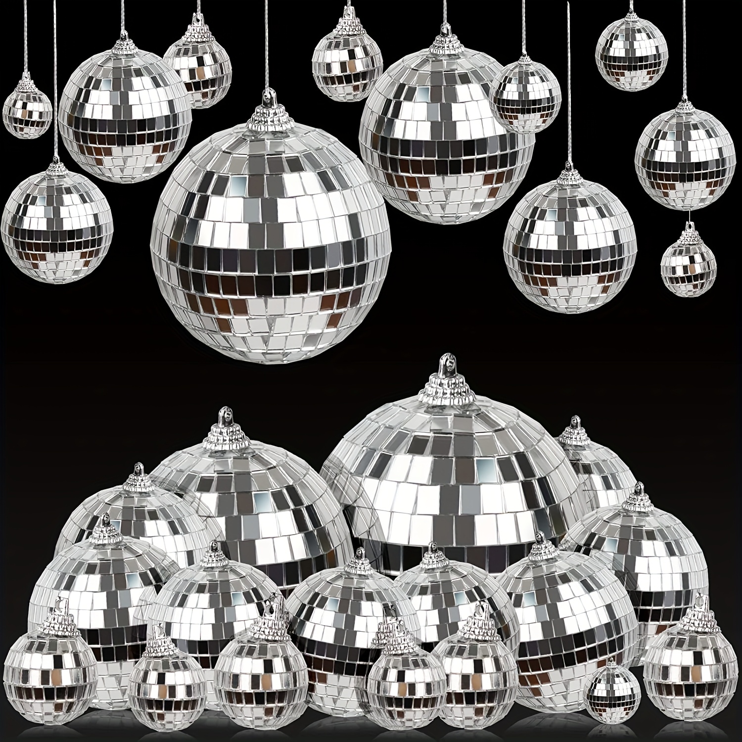 Lot De 2 Boules Disco Effet Miroir, Décoration De Fête Disco Des Années 70, Boule à Suspendre Pour Fête Ou Effet De Lumière DJ, Décorations