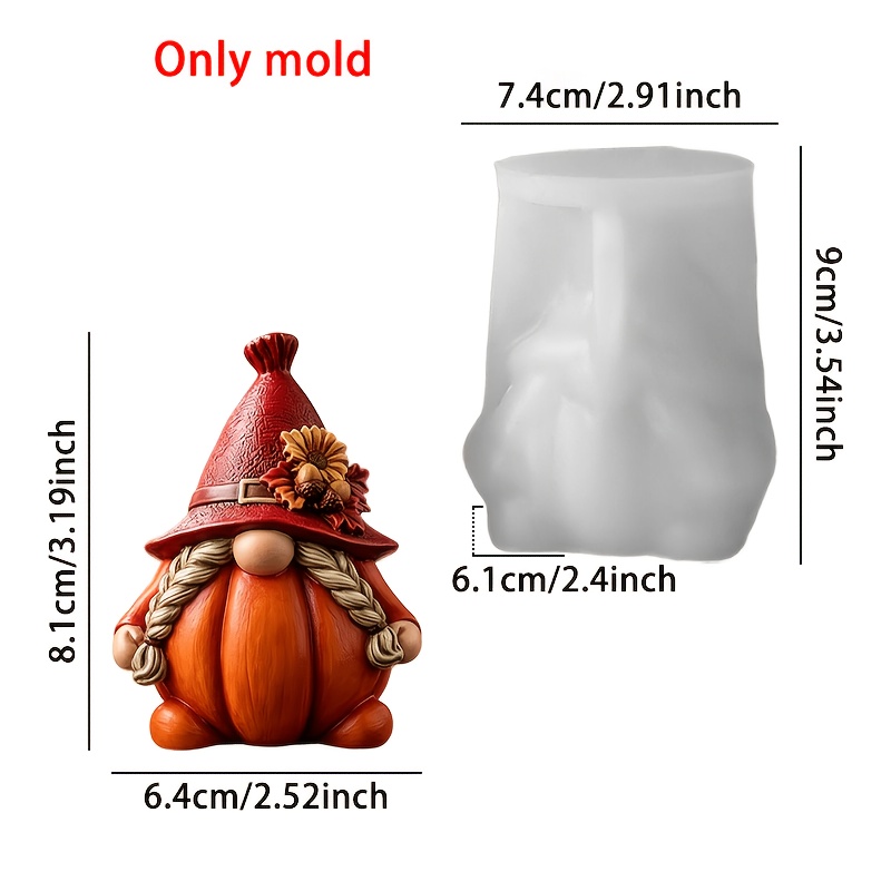 TEMU Moule en silicone résine - Moule en silicone 3D motif automne, citrouille, gobelin, visage de , moule à bougie parfumée thème citrouille et ,