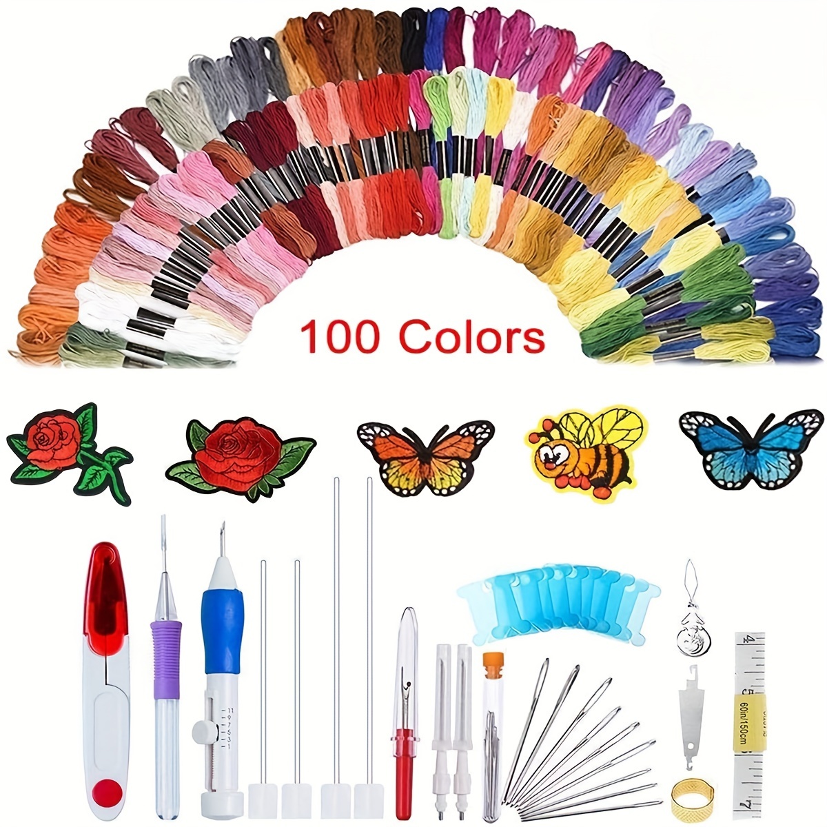 

138pcs Embroidery Kit With , Color , Needles & - Diy Punch Set For Beginners, , Embroidery Tools, Punch Needle Set