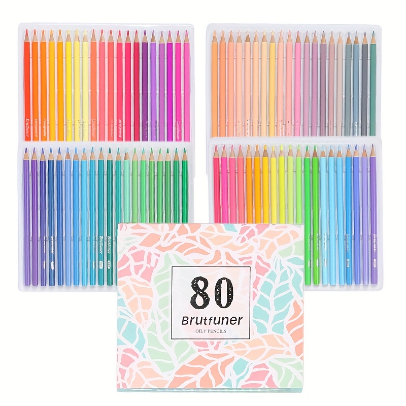 

80 Count Brutfuner Macaron Colored Wooden Pencils Set, Oil-based 2b Hardness, 2mm Lead Diameter, Suitable For Ages 14+