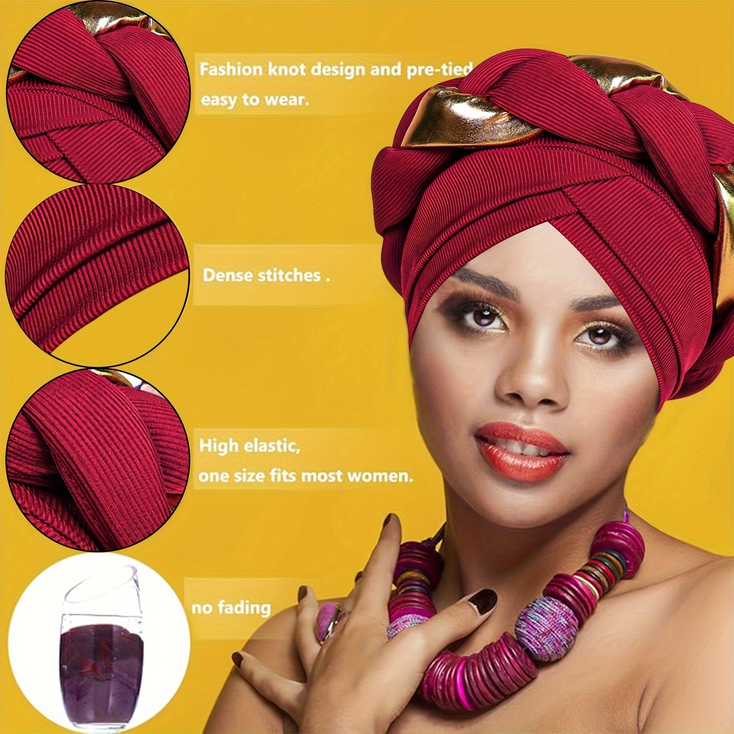 Turbante Artesanal de Estilo Exagerado com Nó 6
