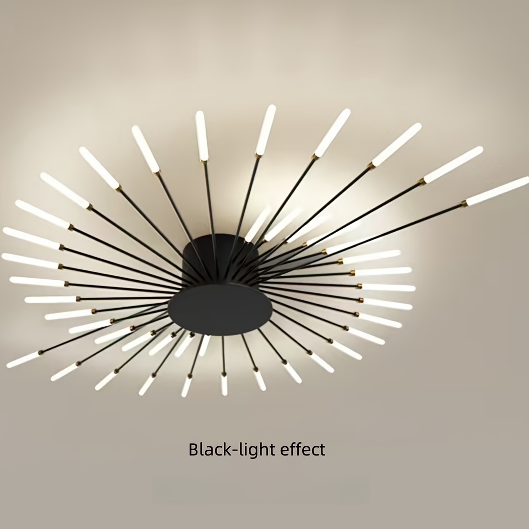 Modern Minimalist Warm White LED Ceiling Light with 42 Golden Firework Design - Sleek Metal Acrylic Fixture for Living Room, Dining Room, Bedroom - No Remote or Switch Included, Living Room Decor | Minimalist Light Fixture | Acrylic Diffuser