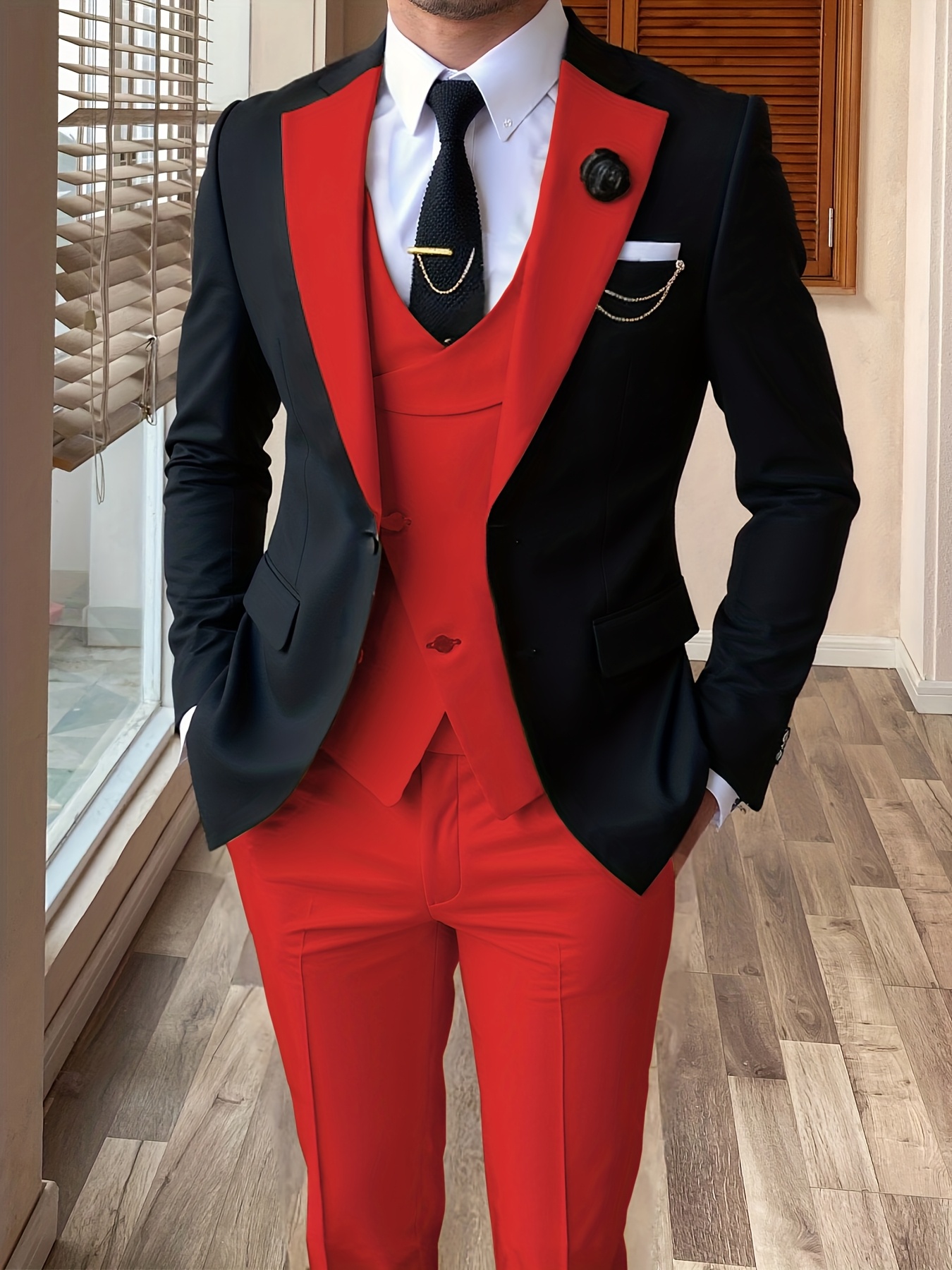 men 3pcs suit set men formal tuxedo wedding prom party men's - Temu Mexico