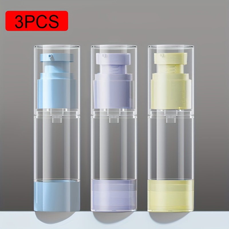 

3pcs Set Of Vacuum Lotion Bottles 30ml/1.01 Oz Travel Cosmetics Dispenser Suitable For Toner, Perfume, Liquid, Press Vacuum Bottle