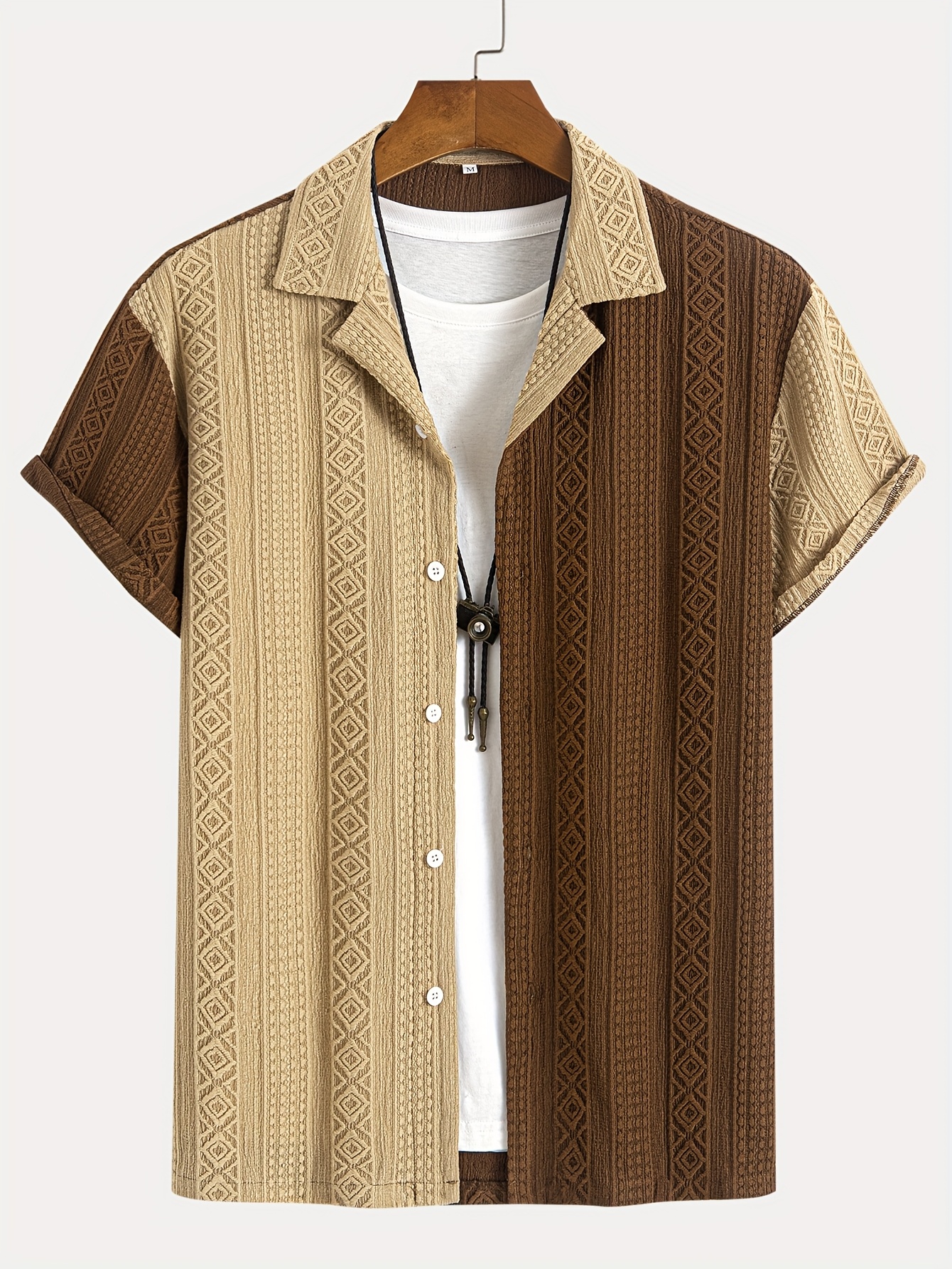 Men'S Casual Summer Short Sleeve Button-Up Shirt - Light Blue & White Striped Design, Collar, Lightweight & Breathable Fabric, Perfect for Casual Attire, Short Sleeve Blouses