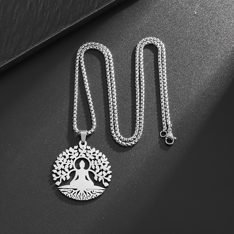 Hollow Meditation Tree Of Life Pendant Necklace, Unisex Gift