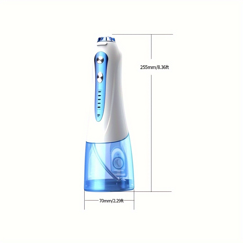 1 set di idropulsore per denti senza fili con 5 modalità, irrigatore orale  Binefia con rotazione a 360°, impermeabile IPX7, 300 ml e 6 punte a getto