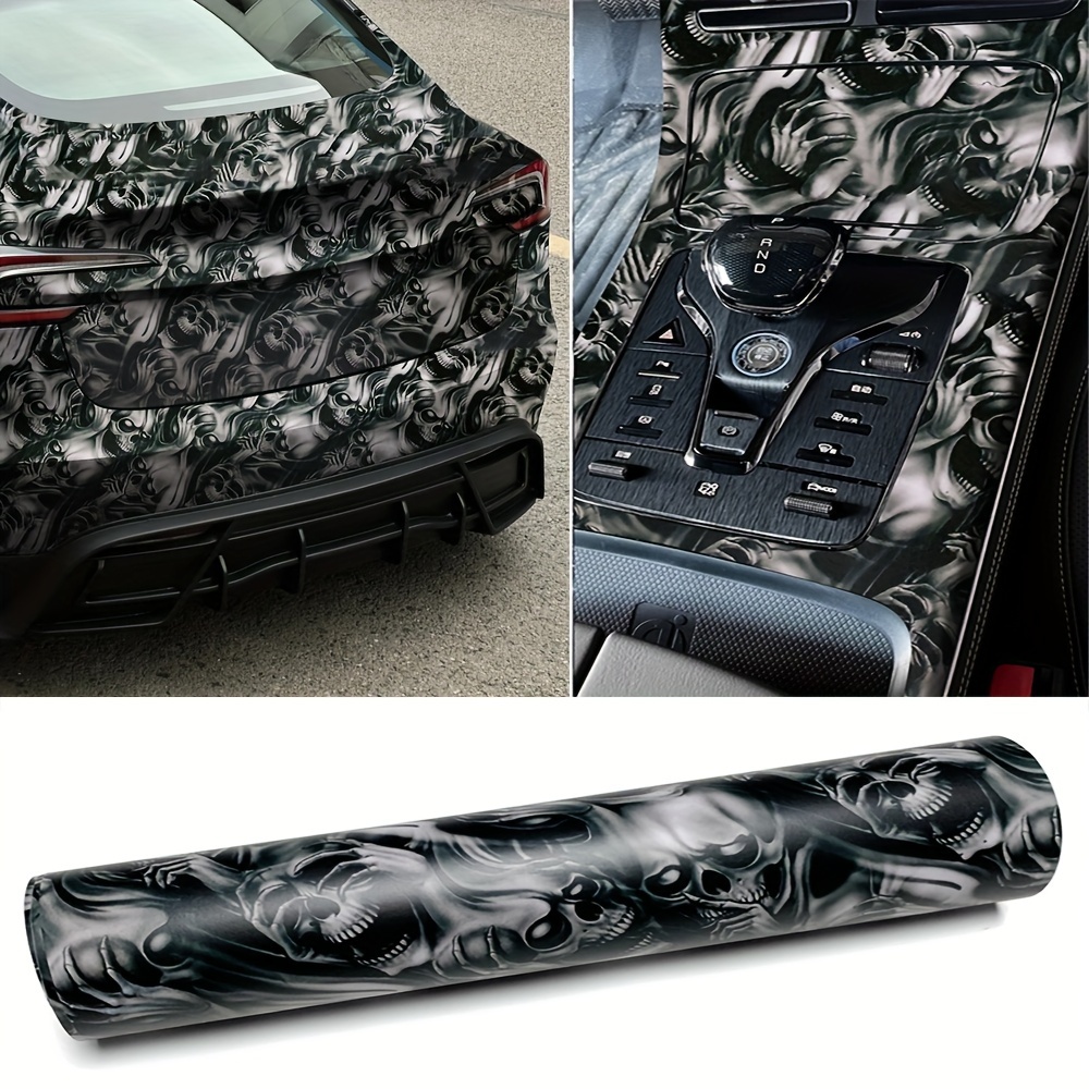 

Graffiti Vinyl Car Wrap - 19.69x59.06in, Black & White, Waterproof & -resistant Decal For Cars And Motorcycles, Cartoon Design For Interior, Center Console, And Cup Modification