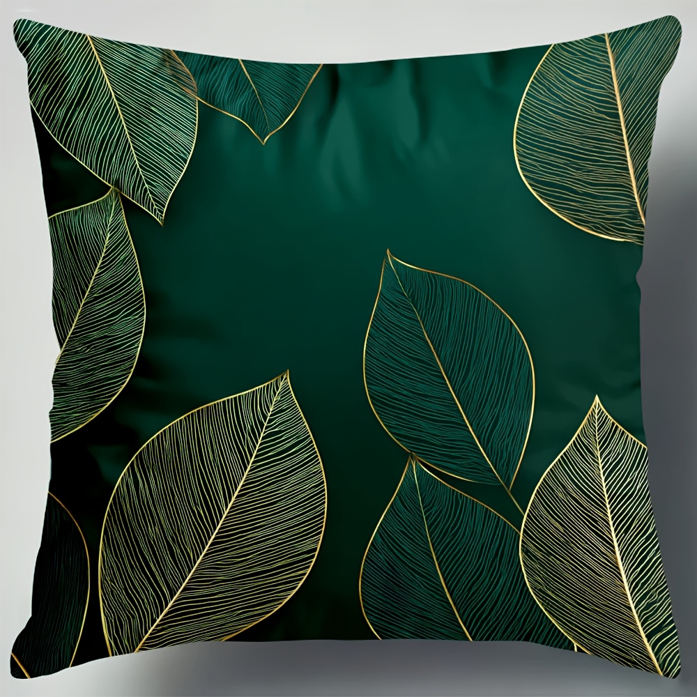 4pcs botanical emerald green   pillow covers large 18x18 inch luxury cushion covers with hidden zipper closure deep teal and golden   for living room bedroom sofa housewarming or   no fringe needed pillow covers for living room vintage style textured fabric bedroom accessories doublesided print   print decorative pillows   Product details 2
