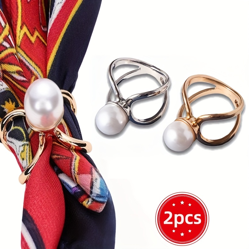 TEMU 2/4pcs Arched Scarf Buckles - Women's Shawl Ring Clips, Coat Fixing Hooks, Corner Buckles, Multifunctional Women's Clothing Additions, Suitable