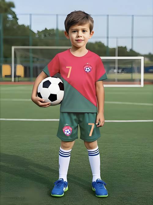 boys 2 piece summer sportswear set quick dry short sleeve t shirt shorts casual soccer outfit for kids ideal for daily outdoor wear