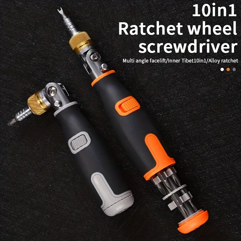 10 in 1 multi angle ratchet screwdriver set with magnetic head ergonomic handle interchangeable bits ideal for office use phillips hex torx bits screwdriver set car Product details 0