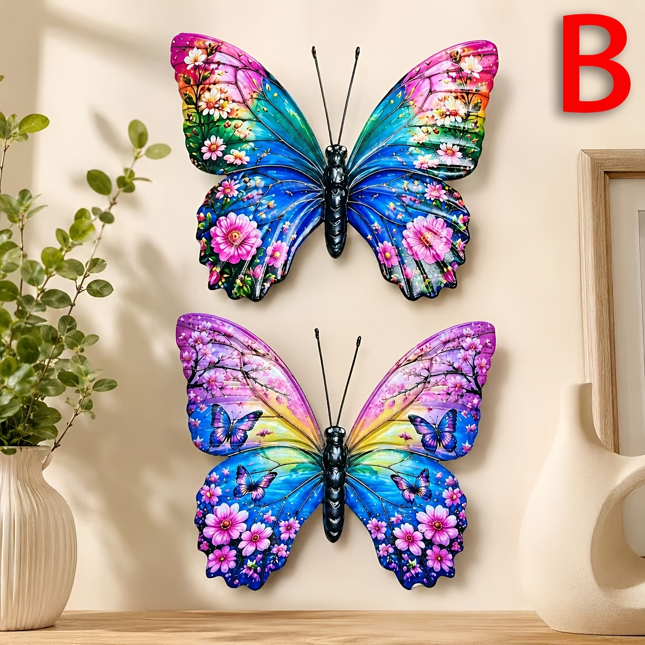 TEMU 2d Flat, [2d Flat] 2pcs, Large Colorful Acrylic Wall Art Decor - Outdoor Wall Decoration For Garden, Fence, Wall, Courtyard, Party, Bar, Balcony