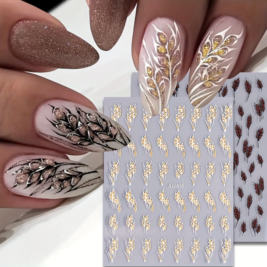 

Autumn Harvest Nail Stickers - Swa34-35: Festive Wheat Designs For Glittery Nails