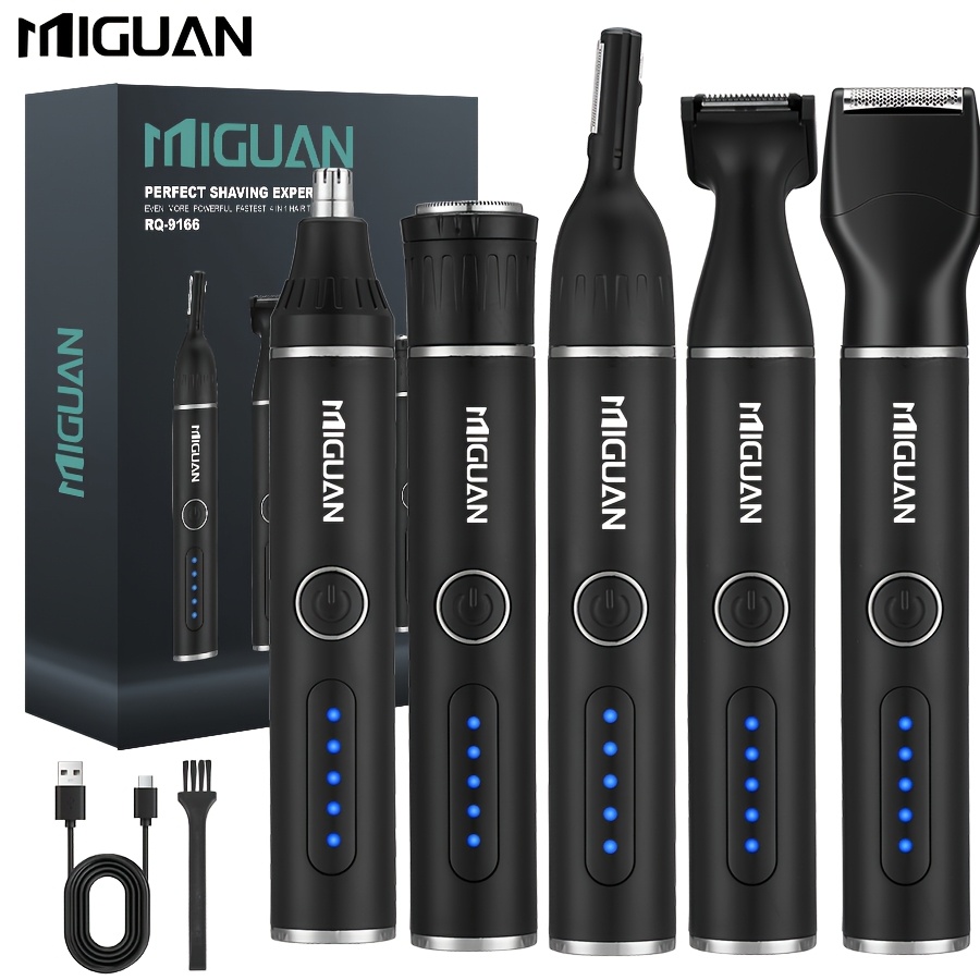 Professional USB Rechargeable Multi-Functional Grooming Kit for Nose, Ear, Beard, and Eyebrow Hair with Portable Design