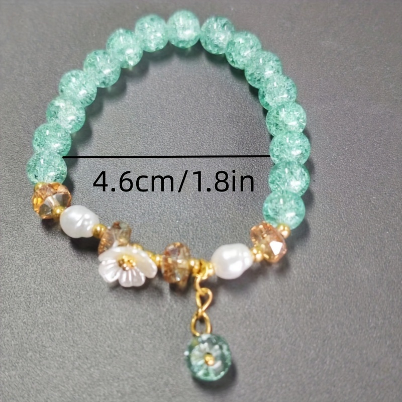 Multicolour Mini Flower Symbol Charm Glass Bead Bracelet