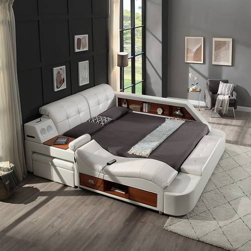 multifunctional large bed frame bed frame with massage recliner wireless speaker usb charging port storage drawer only wireless speaker has wireless function 86 4 101 6