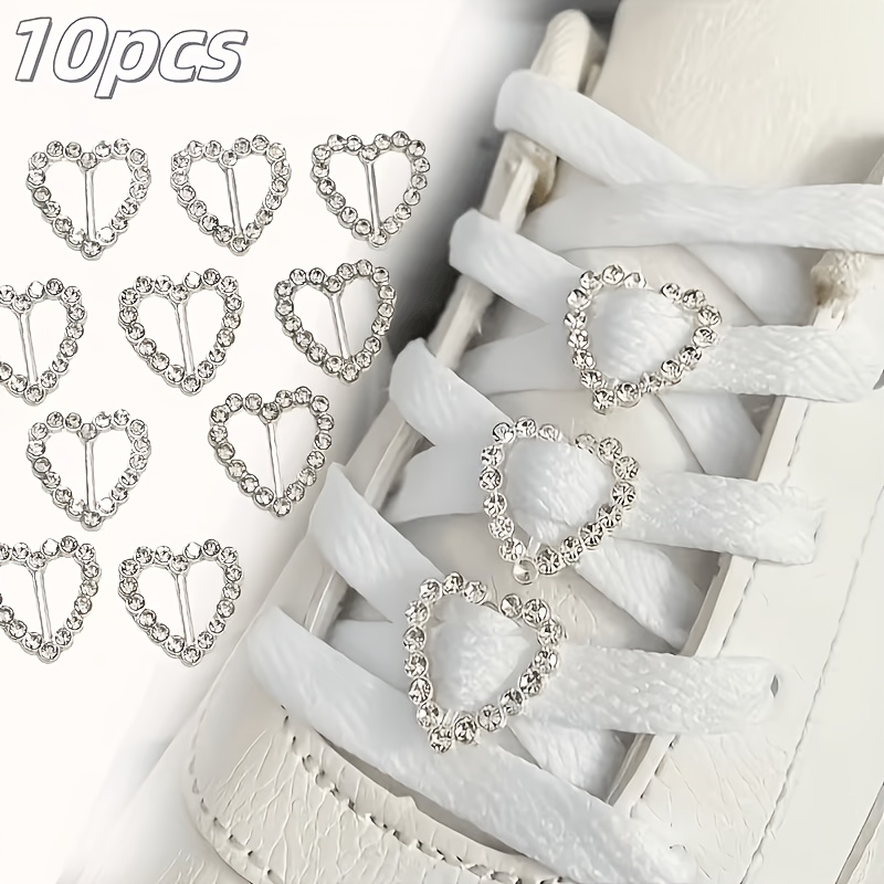 TEMU 10 stuks strass schoenclips - sprankelend liefdeshart, kristallen sieraden, geschikt voor sportschoenen en skateboardschoenen, modieuze