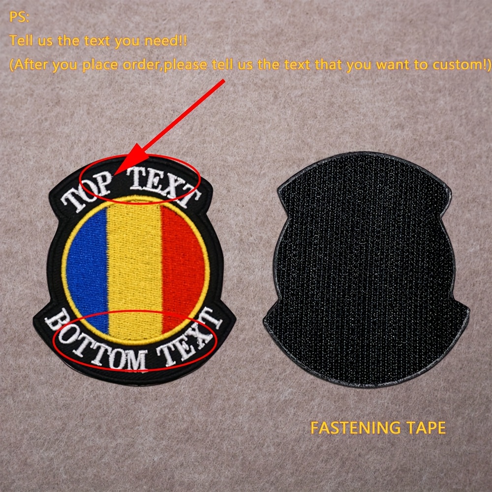 TEMU 1 Custom-made Romanian Flag, 2 Custom-made Name Stickers, Irregular- Diy Embroidered Cloth Stickers, Personalized Name Text Embroidered Patches,