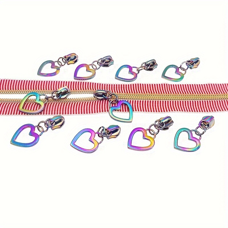 

10pcs Heart Shaped Nylon Zipper Slider Puller Special Fashion Essential Practical Accessories