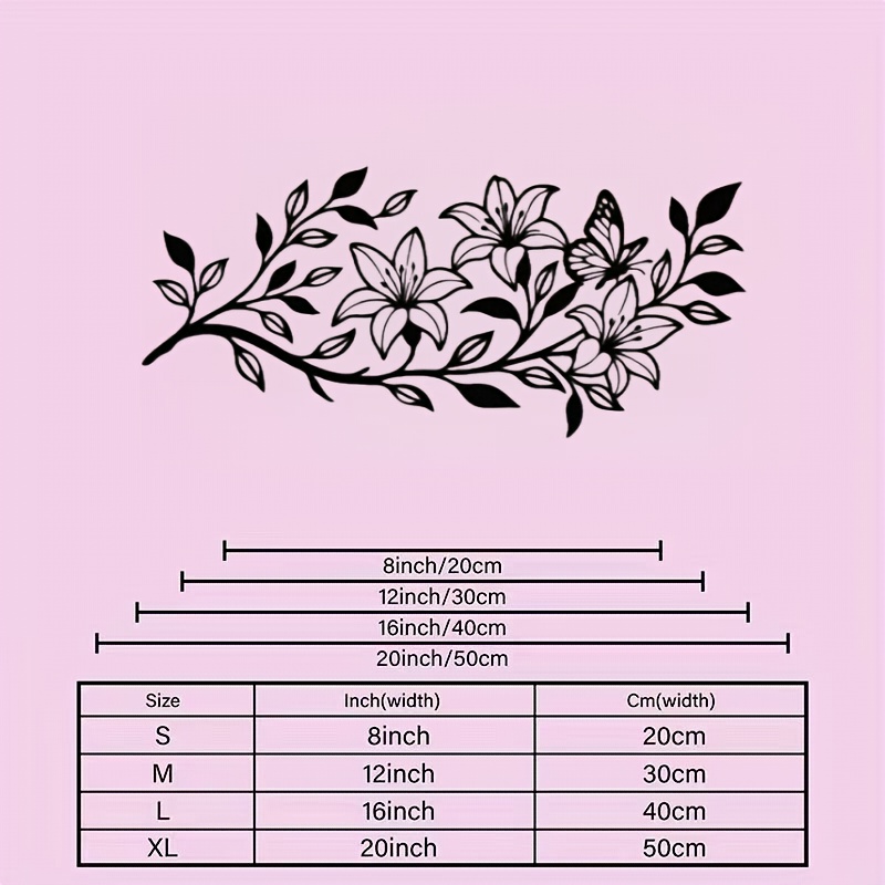 E-shop Wanddeko aus Metall mit Blumenmuster: Abstrakte Schmetterlingsblumenzweig, lasergeschnittenes Ornament - - Wanddeko - Kann auch als Geschenk