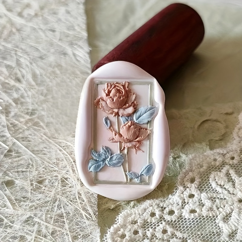 

A Set Of 6 3d Embossed Floral Wax Seal Stamps, Suitable For Wedding Invitations, Diy Crafts, And Decorating Rose Seal Stamps.