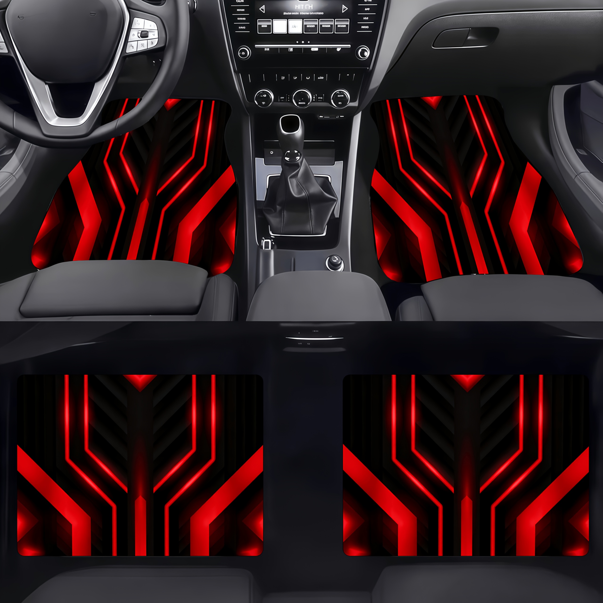 TEMU Tapetes para auto 4 piezas, material, diseño geométrico , para interiores de auto, visual y elegante, para protección de los pies en el vehículo