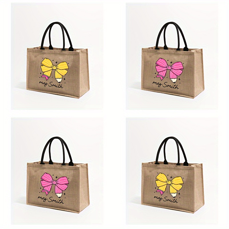 

Custom Large Canvas Tote Bag - Personalized Monogrammed Beach & Shopping Bag For Women, Foldable & Lightweight With Durable Shoulder Strap