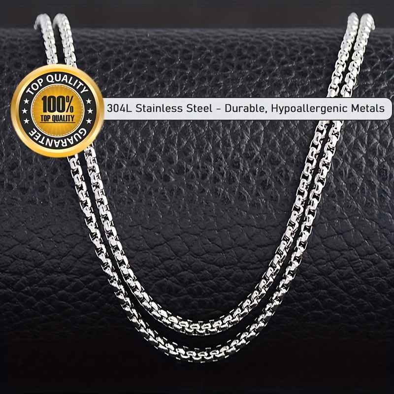 E-shop 1 Stück Silberfarbene 3mm 304L Edelstahl Halskette, Damen Herren Modische Vielseitige Kettenkette, Hochzeitsaccessoires, Geschenkschmuck,