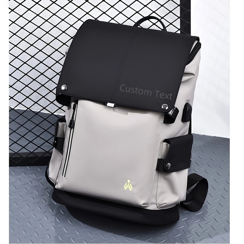 Customizable Text Casual Backpack for Men, Multifunctional Laptop Bag for Business Commuting, Large Capacity Travel Backpack Made of Oxford Cloth