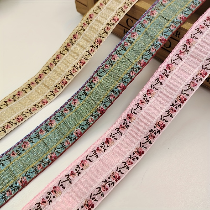 

Vintage Jacquard Ribbon Trim, 1.3" Wide Embroidered Lace Fabric For Sewing, Crafts, Home Decor & Clothing Accents - 5 Yards