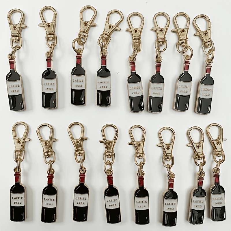 TEMU 16pcs Enamel Drip Oil 1982 Red Wine Glass Keychain, Key Ring, Suitable For Backpacks, Wallets, Shoes And Boots, Best Christmas Gift , Car Key