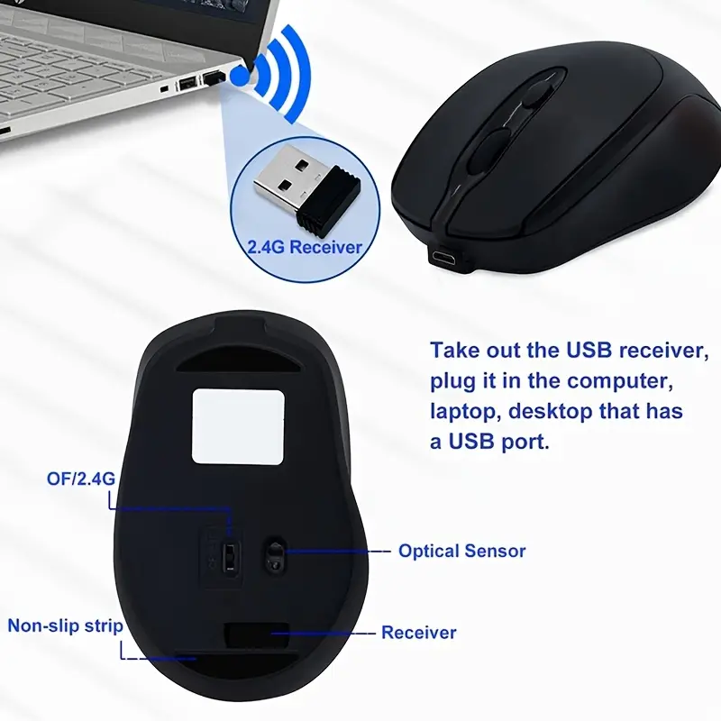 wireless mouse rechargeable computer game office mouse ergonomic mouse portable multi suitable for pc notebook computer windows details 4