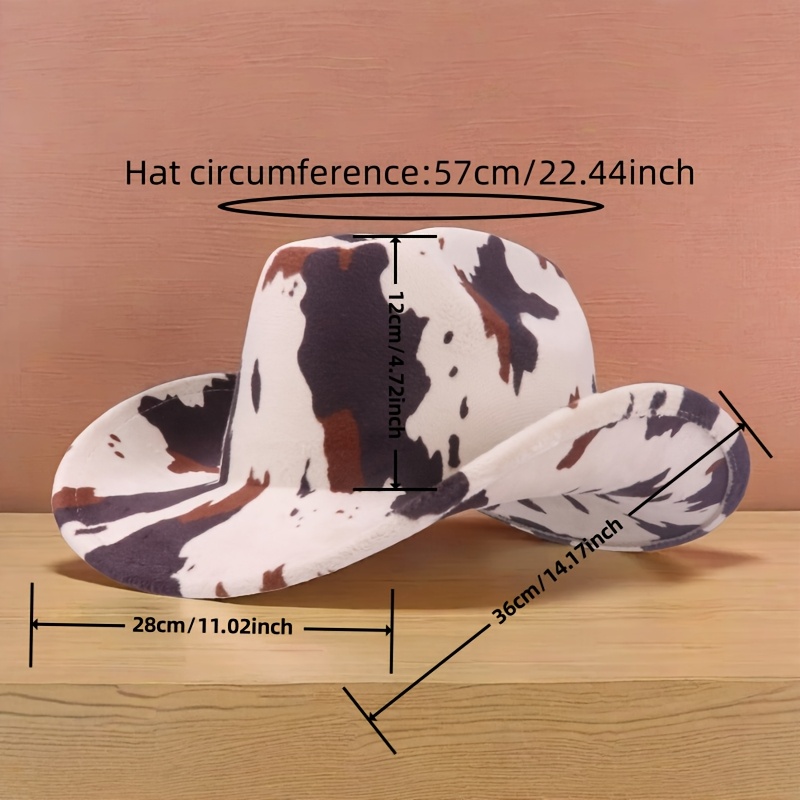 cow print denim hat western jazz hat unisex travel - Temu display picture 1