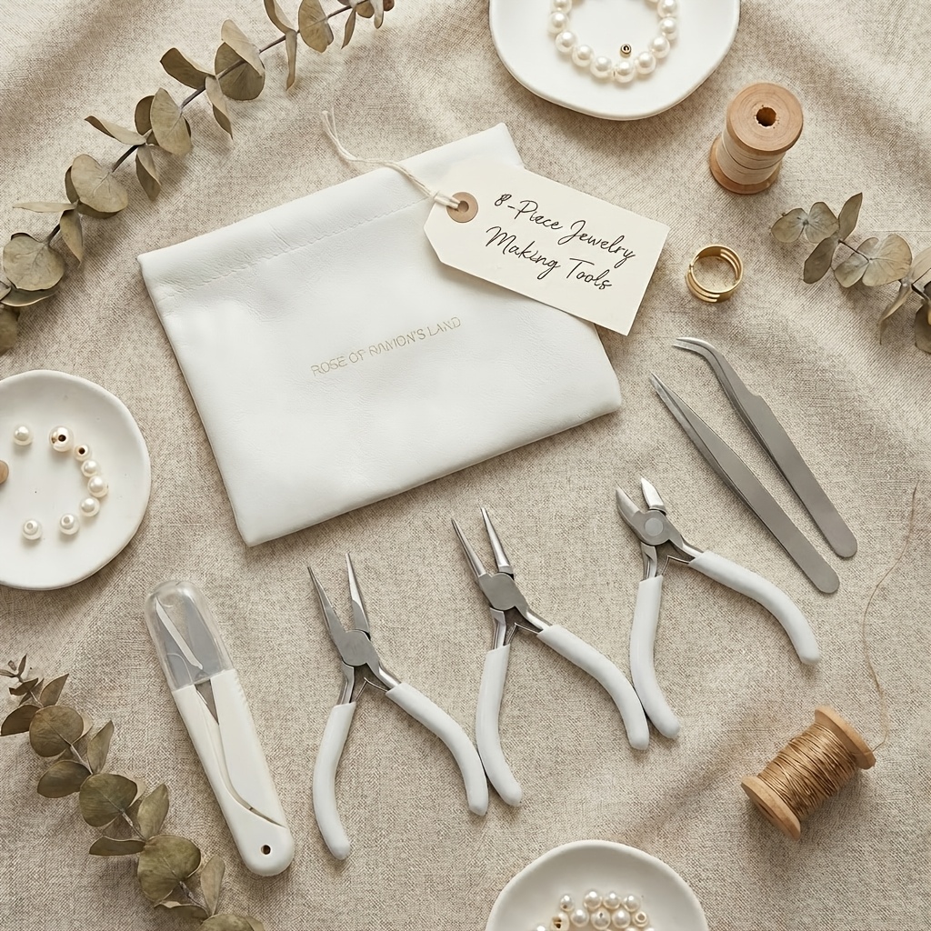 8pcs Jewelry Pliers Set, Rust-proof Nickel-plated , Multi-functional Pointed/slanted/round-nose Pliers/ring Crimp, Suitable For Handmade