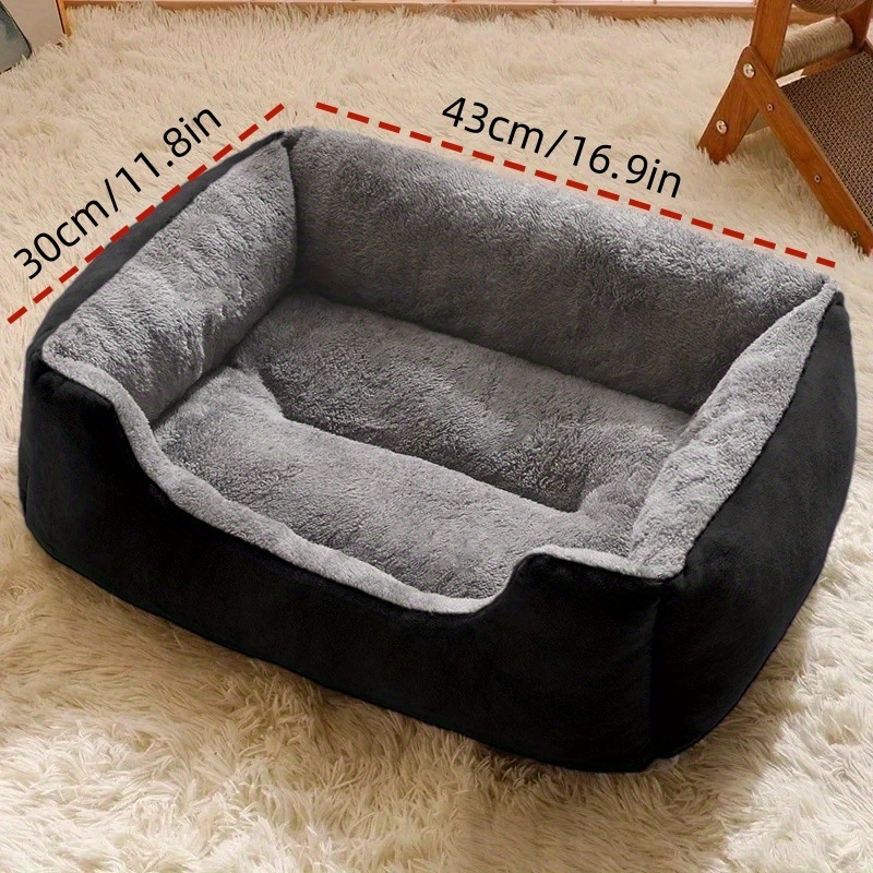 plush square pet bed beige brown soft fluffy cushioned mattress like interior   design easy clean polyester pad for cats small dogs rabbits guinea   indoor outdoor use in living room bedroom balcony ideal for apartments homes space saving square bed   durable fabric cat owners Product details 2