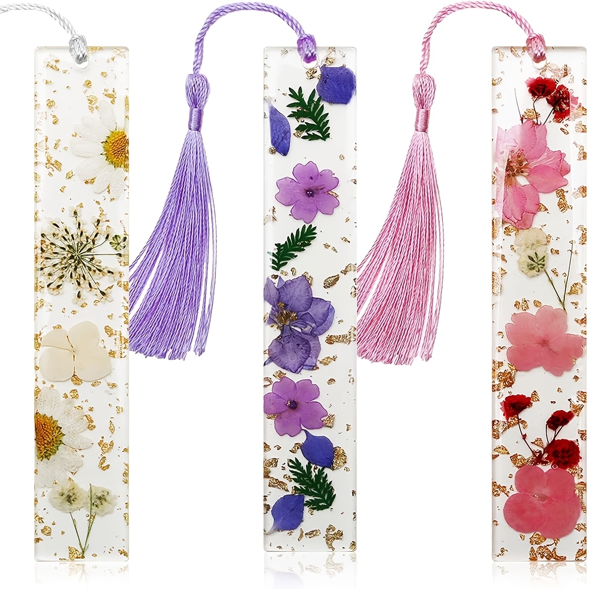 TEMU 3 marque-pages en acrylique, marque-pages durables à motif floral, parfaits pour les mères, les enseignantes, et les passionnés de lecture pour
