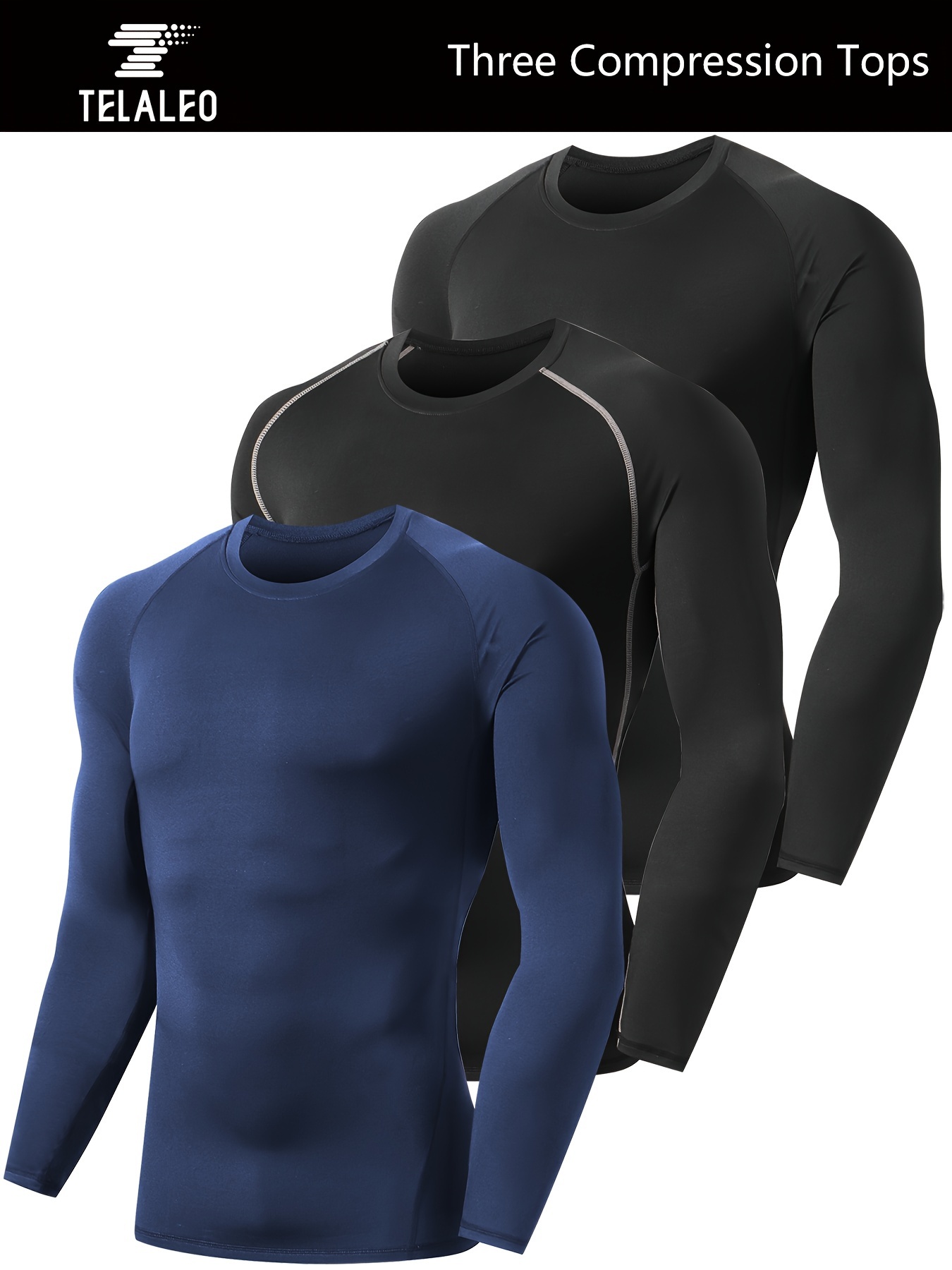 Men's Compression Long Sleeve T Shirt High Neck Fitness Shirts Gym